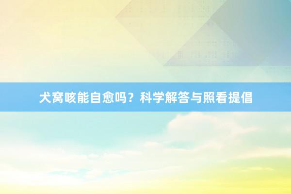 犬窝咳能自愈吗？科学解答与照看提倡